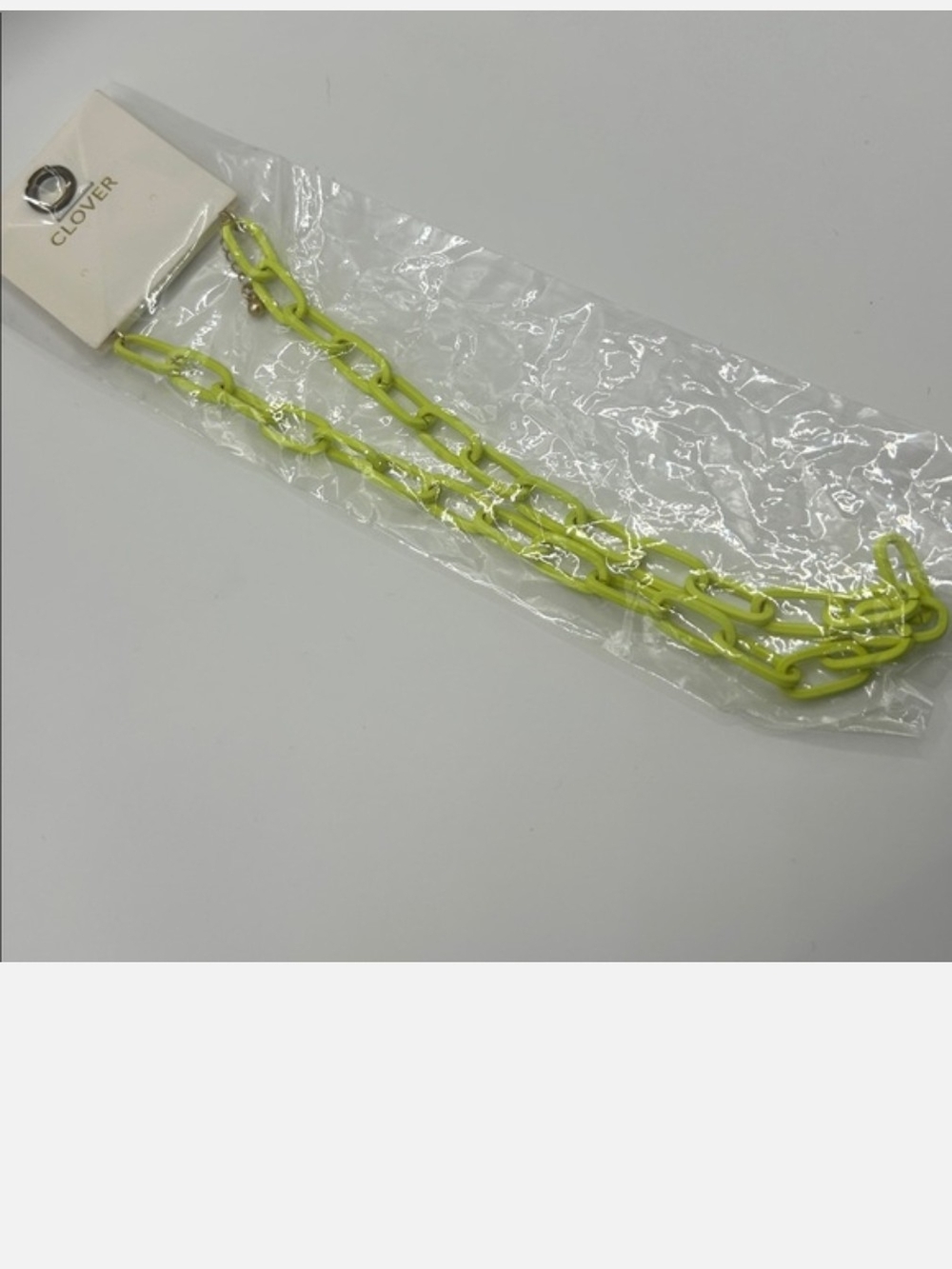 Neon Lime Chain Link Choker Necklace New - Picture 2 of 3